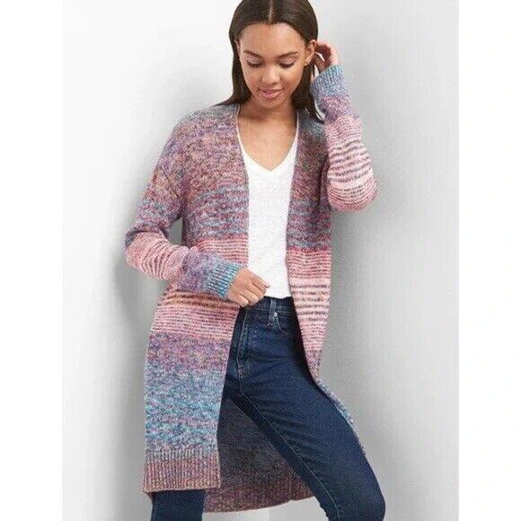 GAP Other - Gap Kids Marled Open Front Rainbow Long Cotton Cardigan XXL 14-16 Pockets